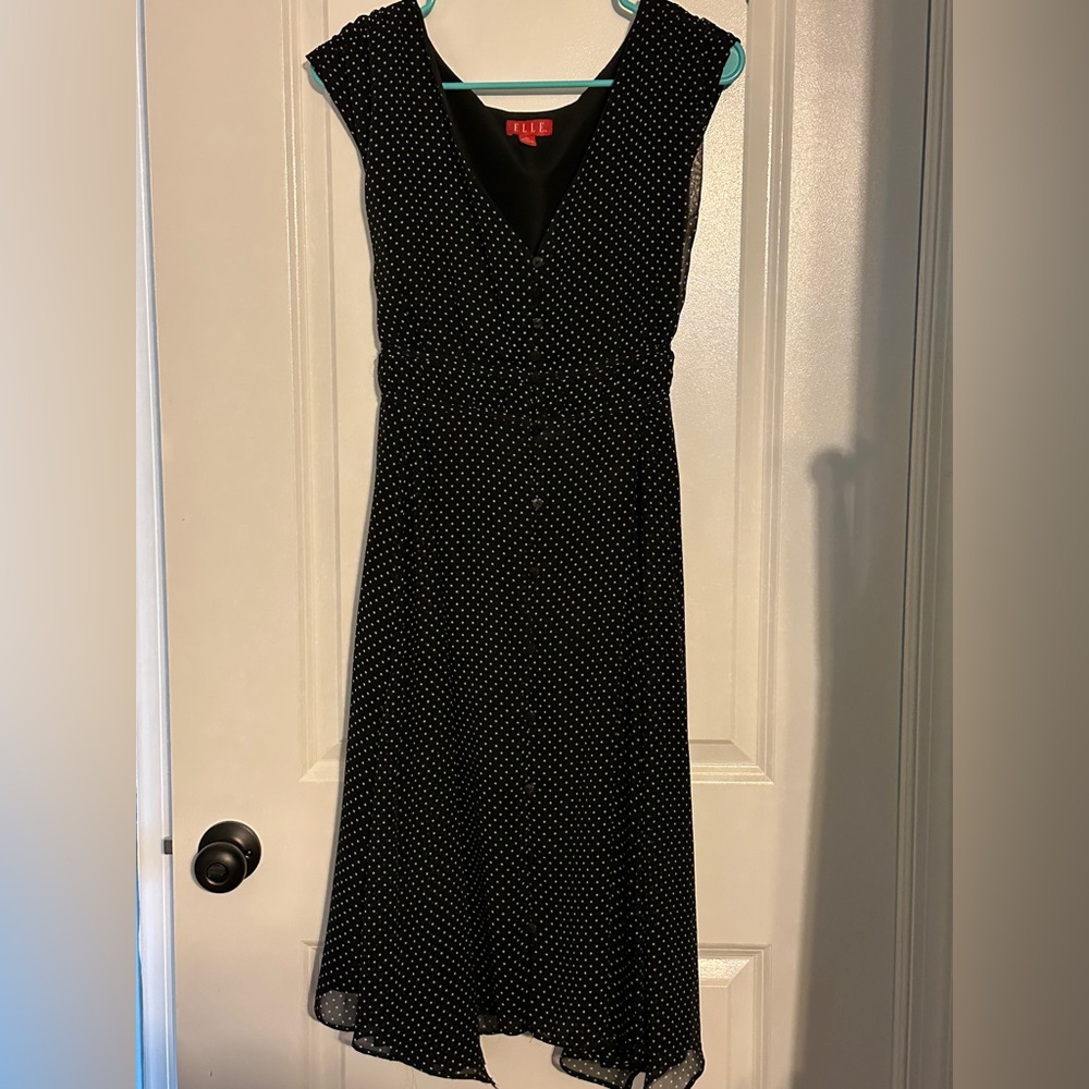 Elle Black and White Polka Dot Midi Dress